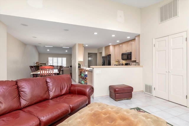 view of tiled living room