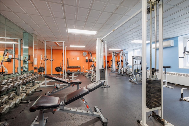 workout area featuring radiator