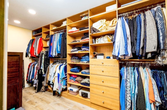 spacious closet with hardwood / wood-style floors