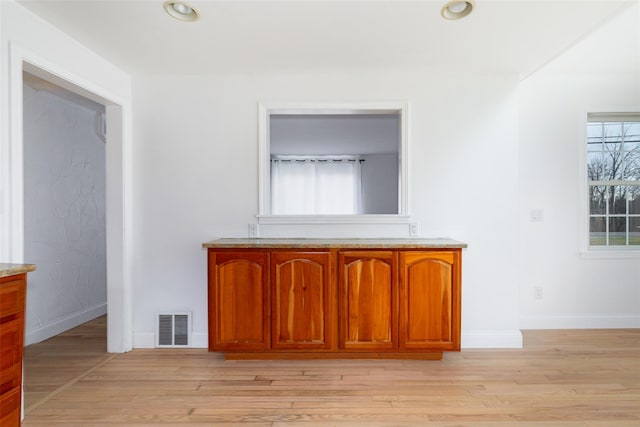 interior space with light hardwood / wood-style floors