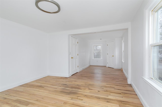 unfurnished room featuring light hardwood / wood-style floors