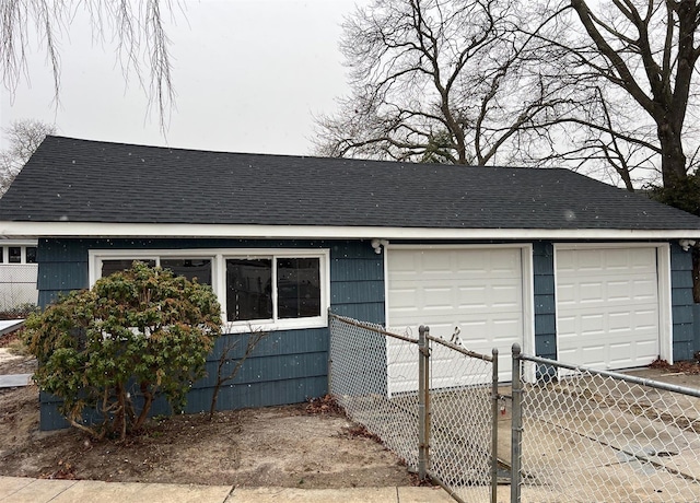 garage featuring a gate and fence