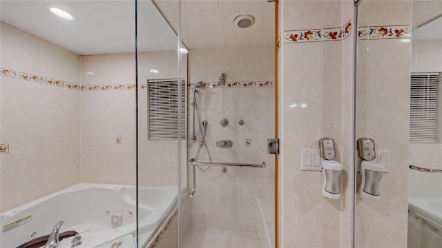 bathroom with plus walk in shower