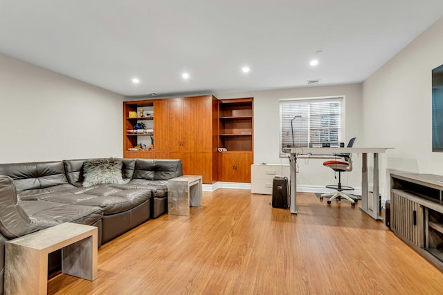 living room with light wood-type flooring