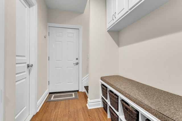 mudroom with light wood-type flooring