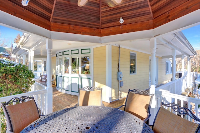 view of patio featuring a gazebo and a deck