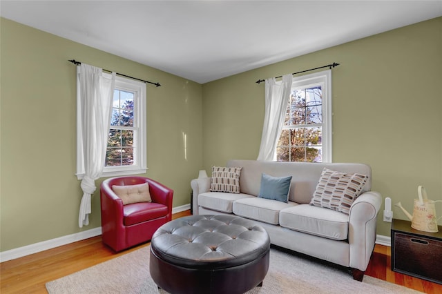 living room featuring light wood-type flooring