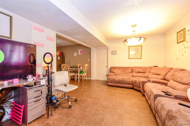 view of tiled living room