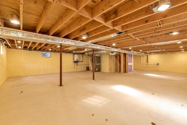 basement with heating unit