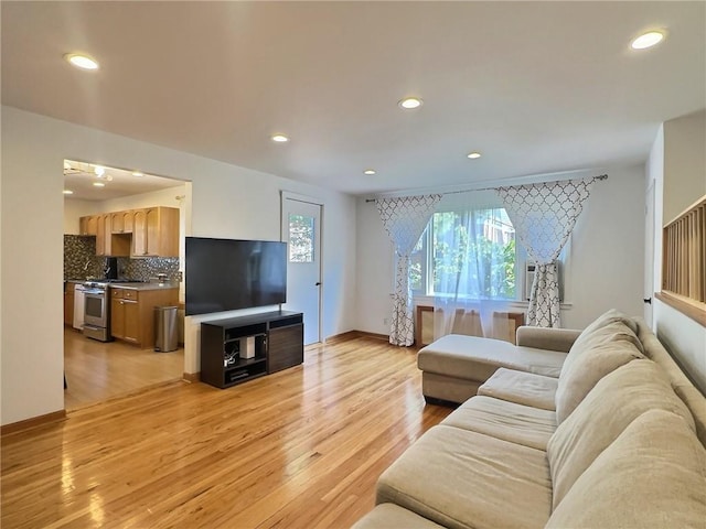 living room featuring light hardwood / wood-style floors