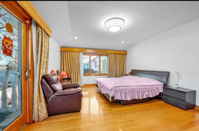 bedroom with light hardwood / wood-style floors