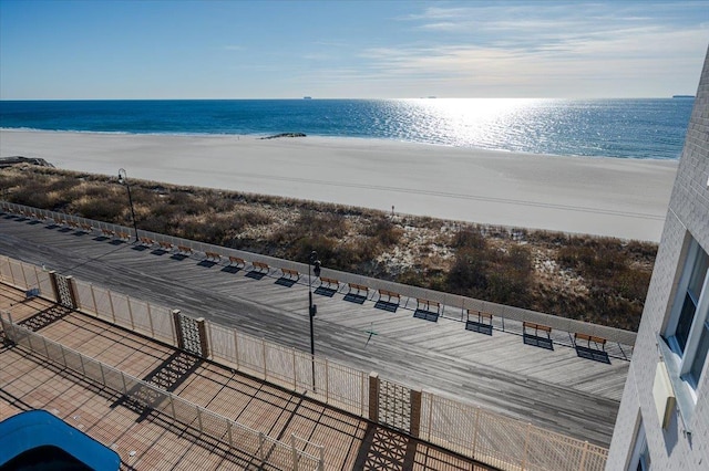 property view of water with a beach view