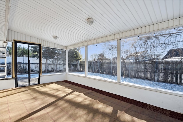 view of unfurnished sunroom