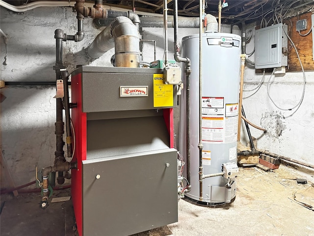 utilities featuring electric panel and gas water heater