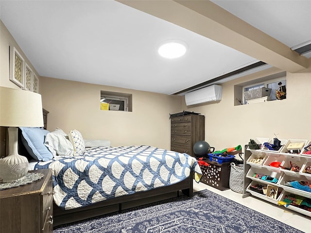 bedroom with a wall mounted air conditioner