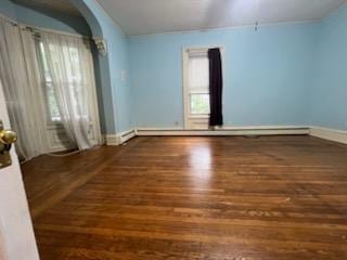 empty room with dark wood-type flooring