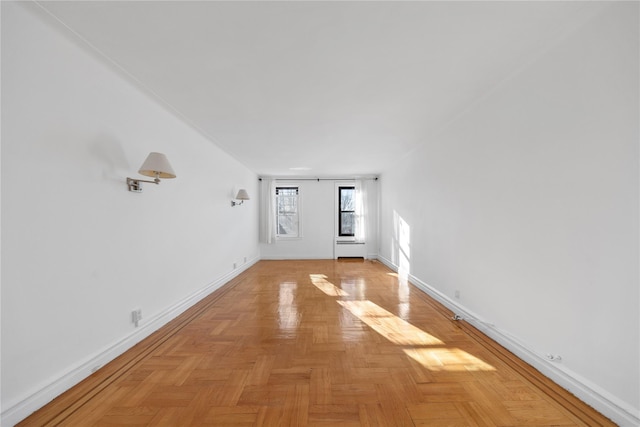 interior space with light parquet flooring