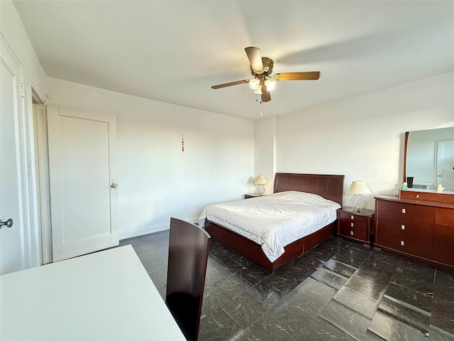 bedroom featuring ceiling fan