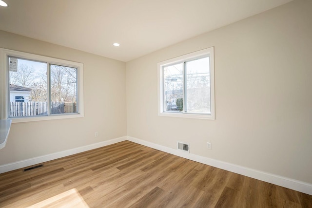 empty room with wood-type flooring and a healthy amount of sunlight