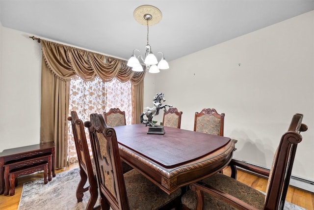 dining room with a chandelier and light hardwood / wood-style floors