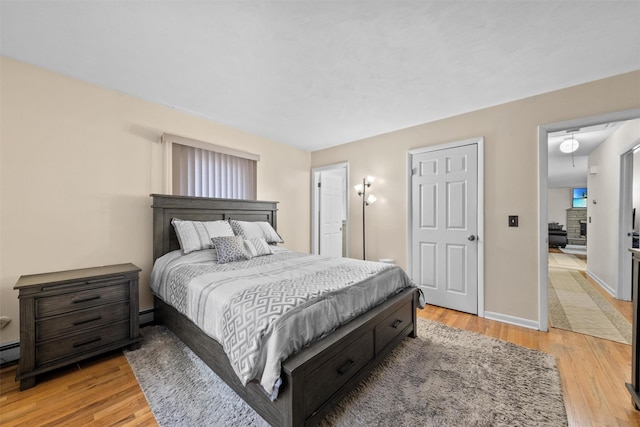 bedroom with light hardwood / wood-style flooring