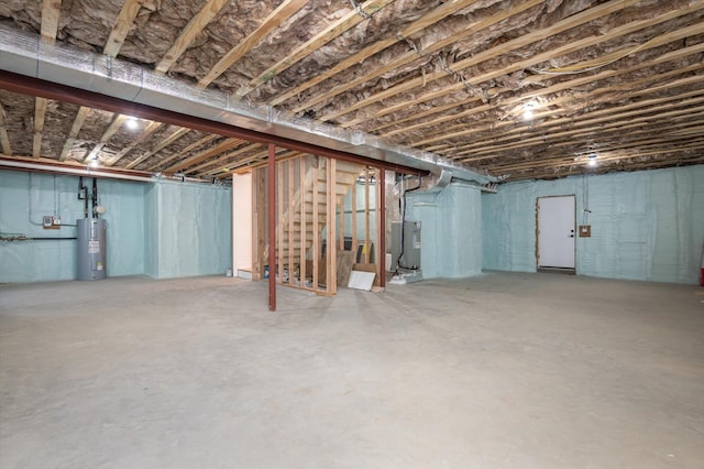 basement with water heater