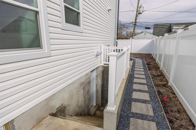 exterior space with fence private yard