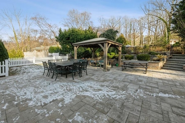 view of patio / terrace featuring a gazebo