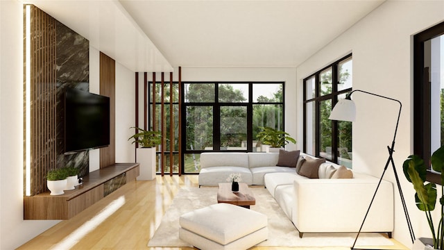 living room with wood-type flooring