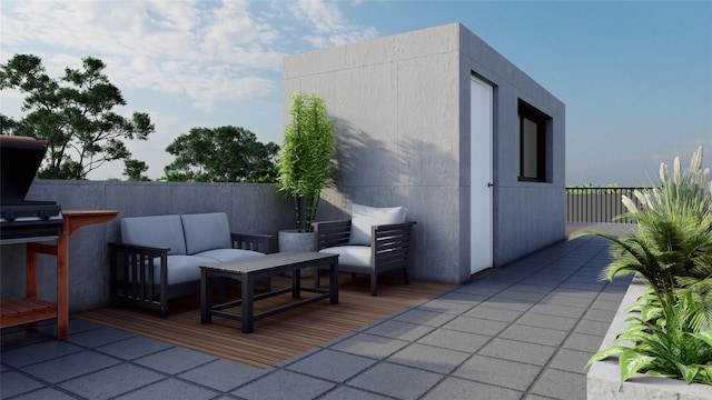 view of patio with an outdoor living space