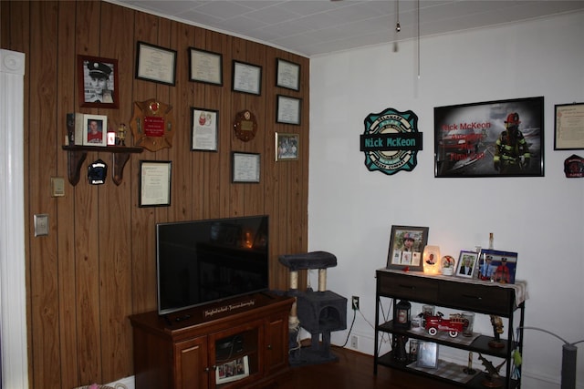 interior space with wood walls