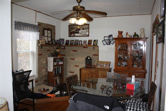 dining area featuring ceiling fan and a healthy amount of sunlight