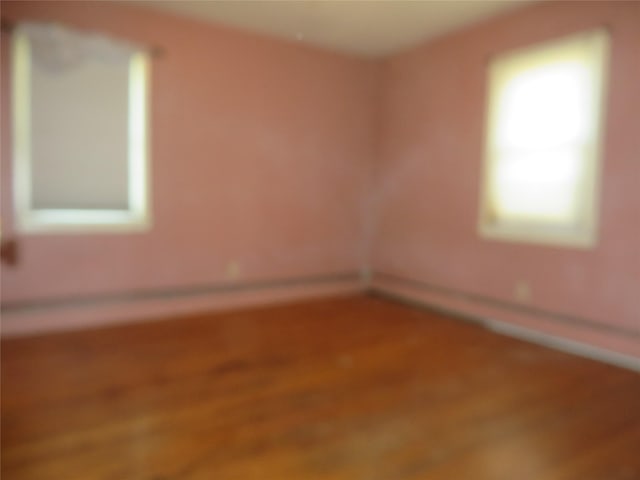 spare room with hardwood / wood-style floors