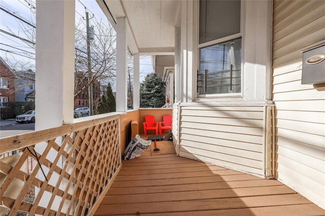 wooden deck with covered porch