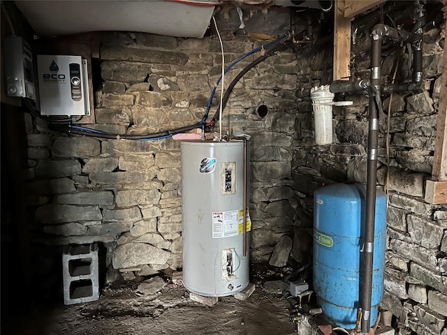 utility room with electric water heater