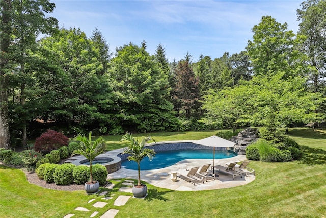 2 Terrace Cir, Armonk, NY 10504 - swimming pool featuring a patio area and a yard