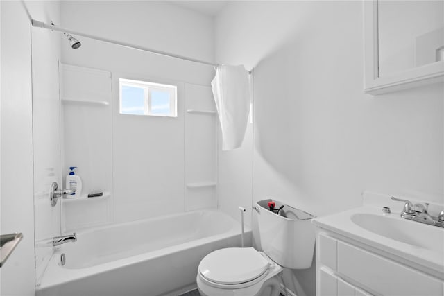 full bathroom with shower / bath combo with shower curtain, vanity, and toilet