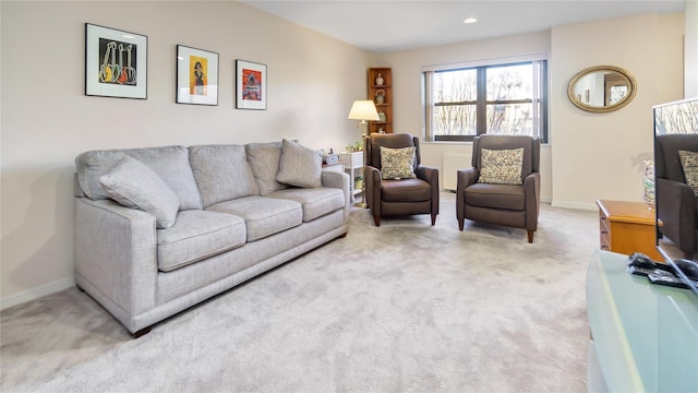 living room featuring carpet