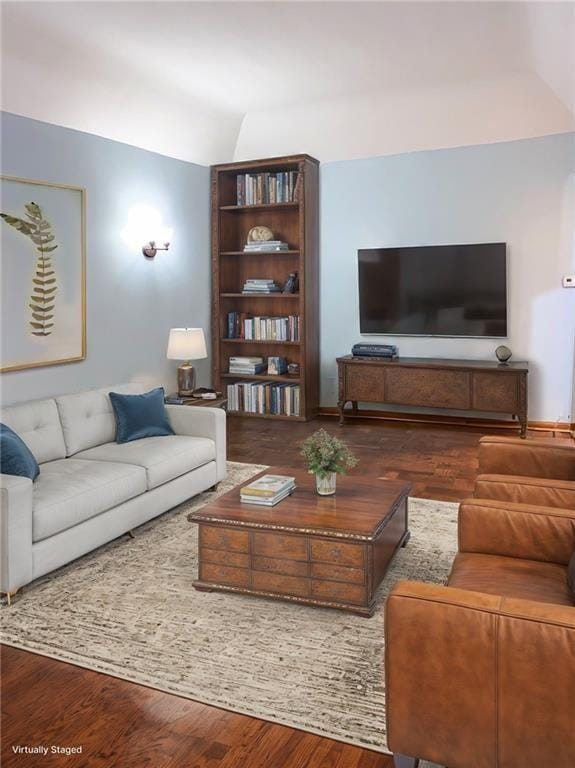 living room with hardwood / wood-style floors