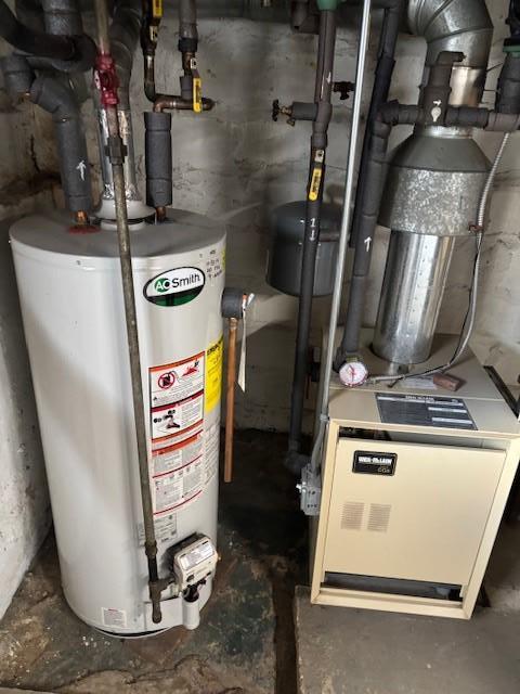 utility room featuring gas water heater