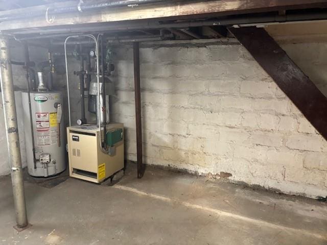 basement with gas water heater