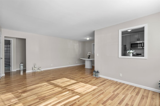 unfurnished living room with light hardwood / wood-style floors