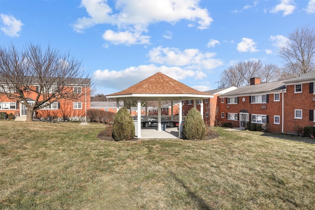 view of yard with a gazebo and a patio area