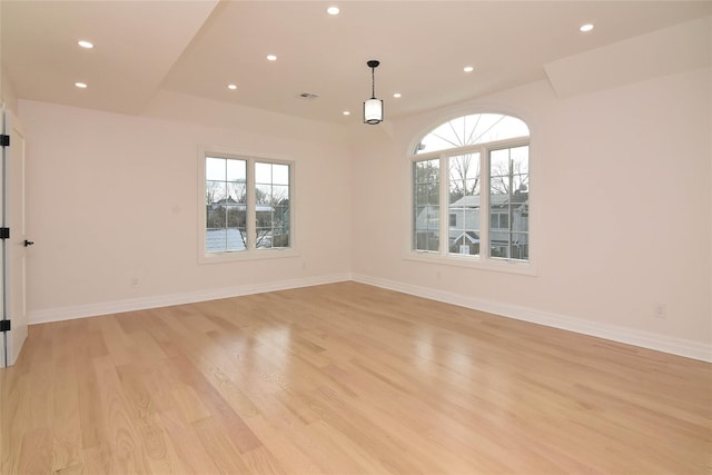 empty room with light wood-type flooring