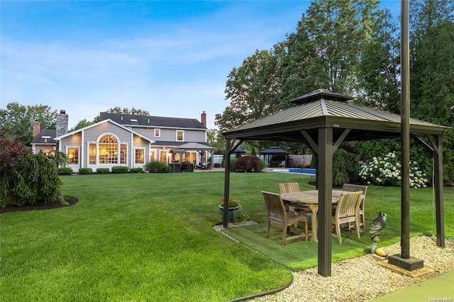 view of yard with a gazebo