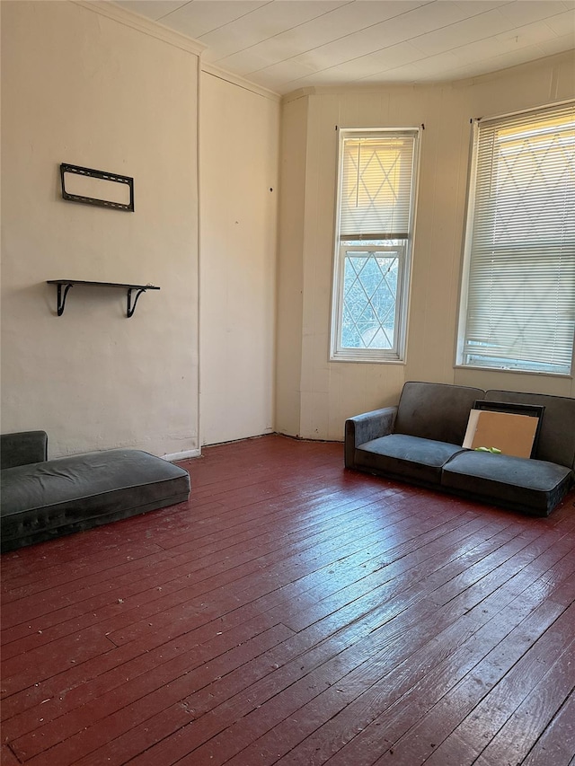 sitting room with hardwood / wood-style flooring and plenty of natural light