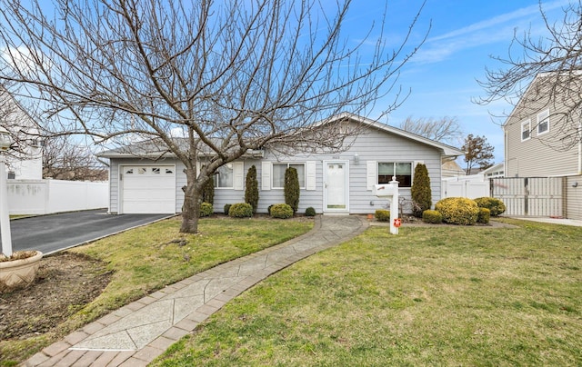 ranch-style house with a front lawn and a garage