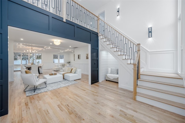 living room with light wood-type flooring