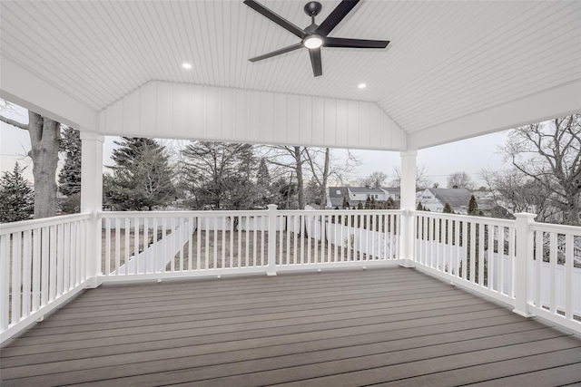 wooden terrace with ceiling fan