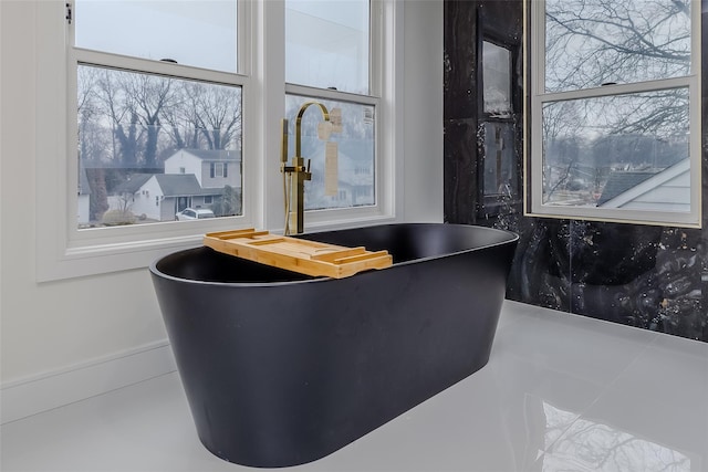 interior space featuring sink and a washtub